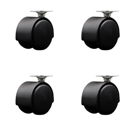 Service Caster 2'' Black Metal Hooded Twin Wheel Caster Nylon Wheels Top Plate , 4PK SCC-TP02S50D-NYS-FB-4